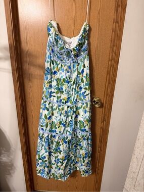 Eesome Los Angeles Blue Floral Tiered Midi Dress Size Small